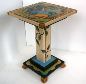 Small end table, hand-painted wood