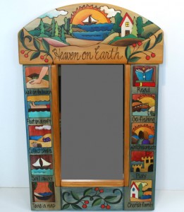 Hand-painted wood with quote "Heaven on Earth"