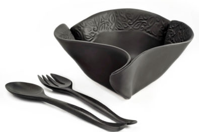 Large Curly Bowl With Rosewood Salad Set
