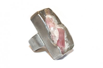 Silver Ring with Pink Quartz