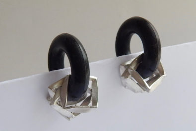Rubber Clip Earrings with Sterling Silver